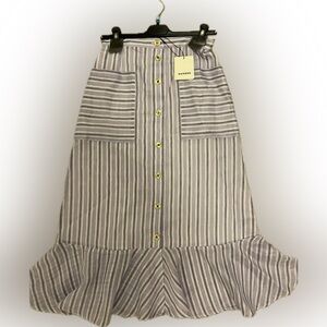 Sandro Women's A-Line Striped Skirt in Gray and White